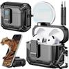 Inesore Custodia Pop-up Security 2 in 1 per AirPods 4 Gen (2024) con supporto telefonico e kit pulizia, custodia magnetica a prova d'acqua per AirPods 4 Charging Case