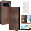 OUEAYIEN Cover per Google Pixel 10/10 Pro Custodia a Libro con Vetro Temperato Mrn | Blocco RFID,Antiurto,Pelle Portafoglio Case,Porta Carte,Vintage Flip Custodia per Google Pixel 9 Pro 10Pro Pixel9