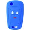 Lage [Portachiave] Guscio Cover Chiave in Silicone per Telecomando Auto Chevrolet 3 tasti (vedere compatibilità nelle foto) Matiz Cruze Aveo Spark Captiva (BLU)