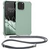 kwmobile Custodia Compatibile con Apple iPhone 13 Pro Max Cover - Back Case in Silicone TPU - Protezione Smartphone con Cordino - verde grigio