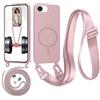Beajew Custodia con corda per iPhone 16E/iPhone SE4 2025, custodia magnetica in silicone liquido per iPhone 16E/iPhone SE4 2025, con ciondolo regolabile, collana con cordino Case - Rosa Sabbia