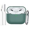 Easuny Compatibile con Custodia AirPods PRO 2, Antiurto Silicone Protettiva Cover Compatibile con Apple AirPods PRO 2nd 1st Generation Case, LED Visibile, con Moschettone&Kit di Pulizia - Pinegreen