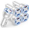 Avatcen 5-Pack - Caricabatterie per accendisigari USB, 4 porte 65 W PD3.0 e QC3.0 kfz Ladegerät 12 V caricatore per telefono cellulare per auto adattatore accendisigari presa elettrica per iPhone 16 Samsung