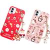Vauki Natale Custodia per iPhone 16 Plus con Cordino [2 Pezzi],Cover Rosso Silicone Morbido con Modello Christmas Renna e Babbo,Regalo Natale Donna,Natalizia Carino Antiurto Case,Cervo