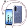 Tikgue Cover per Samsung Galaxy A17 5G/4G, Custodia con Cordino Silicone Glitter Brillantini Trasparente Morbida Cover con Collana Sottile Protettiva Bumper Antiurto TPU Case - Oro rosa