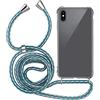 MyGadget Cover per iPhone XS Max - Custodia con Corda Case con Cordino Trasparente Antiurto con Laccio | Tracolla - Practical Stylish Blu Camouflage