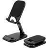 AXFEE Supporto Telefono Scrivania Pieghevole, Base Metallica, Supporto Telefono Regolabile, Altezza & Angolazione, per iPhone 17/16/15/14/13/12 Pro Max Samsung e Altri Smartphone da 4-10 Pollici- Nero