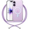 ANFAIRLACE Cover Cordino Compatibile con iPhone 17, Custodia Laccio Trasparente Silicone Morbido Regolabile Antiurto Rinforza Angoli Chiaro Case, Lavanda Bianco