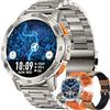 SGDDFIT 1,53'' AMOLED Smartwatch Uomo con Chiamate Bluetooth,Con torcia, Orologio Fitness con 24/7 Monitor Temperatura Corporea Sonno e Cardiofrequenzimetro, SpO2, Orologio Sportivo 3ATM iOS Android (Argento)