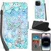 Haninsuze Cover per iPhone 15 Pro Max, Torre | Pelle PU Portafoglio, Porta Carte, Magnetica, Libro, Antiurto Custodia