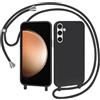 AOMYKE Cover per Samsung Galaxy S23 FE con Cordino, Custodia con Laccio Collana Tracolla Collo Liquido Silicone Antiurto TPU Antiurto AntiGraffio Case - Nero