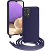 FERLAN Cover compatibile con Samsung Galaxy A33 5G,Custodia con Laccio Collana Tracolla Collo Liquido Silicone Antiurto TPU Antiurto AntiGraffio Protettiva Case,Blu scuro