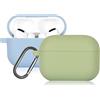MARICATO 2 Pezzi MARICATO Custodia Protettiva Compatibile con AirPods Pro, Case Cover in Silicone per Airpods PRO 2019, LED Frontale Visibile, Matcha Green/Light Blue