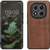 kwmobile Custodia Compatibile con Xiaomi Redmi Note 14 PRO+ 5G / Redmi Note 14 PRO Plus 5G Cover - Protezione in Legno per Smartphone - Back Case con Bumper in Silicone TPU - Marrone Scuro