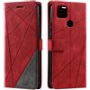 SONWO Cover per Oppo A15, Flip Caso in PU Pelle Case Cover Portafoglio Custodia per Oppo A15, [Kickstand] [Slot per Schede], Rosso