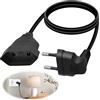 PosyLane Cavo di Prolunga per Spina Piatta Europea 2,5 A 250 V Spina Europea Universale Tipo C, Adatto per TV, Monitor Computer, Proiettori, Console di Gioco, Lampade, Elettrodomestici (0,3 m）