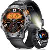 LIGE Smartwatch Uomo con 1.43 AMOLED/500 mAh Batteria/Torcia LED, Orologio Smart Watch con Chiamata Bluetooth/110+ Modalità Sportive/Cardiofrequenzimetro e Sonno, IP68 per Android iOS