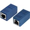 AAOTOKK RJ45 Accoppiatore,Adattatore Estensione Ethernet RJ45 Femmina a Femmina di Rete in Linea,Connettore LAN Connettori di Rete in Linea per Cavo Ethernet Cat5 Cat5e Cat6 Cat6e(Blu-2 Pezzi)