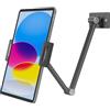 BEWISER Supporto da parete per tablet grigio, supporto per iPad regolabile in altezza, compatibile con pad da 4,7 - 12,9 pollici, telefono, Galaxy Tab, avvitabile, girevole a 360°, per parete, cucina,