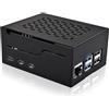 Miuzei Custodia in metallo per Raspberry Pi 5, 1 viti, compatibile con adattatore M.2 NVMe SSD X1001/X1003/N04/N05 e Active Cooler, per Raspberry Pi 5 Only