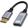 APKLVSR Adattatore DisplayPort a HDMI 8K@60Hz, convertitore attivo da DP a HDMI unidirezionale, supporto 4K@240Hz, alloggiamento in alluminio, Plug & Play per PC, monitor, proiettore