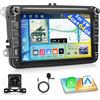 Motorsi [4G+64G] Motorsi Antoradio per VW/Golf 5 6/Polo/Passat/Seat,Android 15 Wireless Carplay Auto Radio,Touch Screen da 8'' Display 2 Din per Auto con Bluetooth 5.0,Android Auto,Controllo del Volante,GPS.