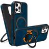 COODIO Cover in Pelle con Supporto Girevole di 360° per iPhone 13 PRO 6,1 Pollici, Custodia Magnetica Compatibile con MagSafe, Cover Sottile e Creativa, Blu Reale
