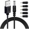 brileze Cavo di alimentazione da USB a CC, 1 m, da USB a 5 V, universale, per ricarica rapida, da USB 2.0 A maschio a CC 5,5 x 2,1 mm, adattatore per cavo di alimentazione con jack a barilotto da 2,5 x 0,7