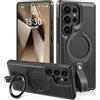 Lunivop Compatibile con Samsung Galaxy S25 Ultra Case Grip Strap Lanyard Anello in pelle Cavalletto 【Compatibile con Magsafe】 Custodie magnetiche per telefono da per S25 Ultra 6,9 ''2025 (nero)