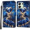 Haninsuze Cover per Xiaomi Redmi Note 13 4G, Custodia Interno TPU Antiurto Portafoglio con Disegni [schede Fessura] [Supporto Stand] Cover Libro in PU Pelle (cuore blu)