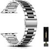 CeiBand Cinturino per Apple Watch 46mm Series 11/10/44mm/45mm/49mm, Uomini Donne Acciaio Cintura Inossidabile Cinturin di Ricambio Braccialetto per Apple Watch 38mm/40mm/41mm/42mm - Nero/Argento