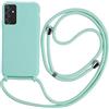 2NSPDRGNI Cover con Collana Compatibile con Samsung Galaxy A14 5G,Case con Laccio per Il Collo Custodia con Cordino,Soft silicone Menta verde
