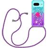 YAMCCCSE Custodia con Cordino per Google Pixel 8, Liquid Quicksand Cover con Collana Practical Stylish, Trasparente Silicone Glitter Liquido Antiscivolo Case per Cellulare Girocollo