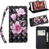 ShinyCase per Samsung Galaxy A20S Custodia 3D Glitter Wallet Case Brillantini Flip Cover PU Pelle Portafoglio Stand Carta Slot Morbido Copertura Case Fiore Rosa Brillanti Custodia