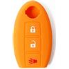 Lage Guscio Cover Chiave in Silicone per Telecomando Auto Nissan 3 tasti (vedere compatibilità nelle foto) Qashqai Micra Juke Murano X-Trail Almera Elgrand Cube Altima Navara Note Pathfinder (ARANCIONE)