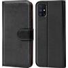 Verco custodia per Samsung Galaxy M31s, Case per Samsung M31s Cover PU Pelle Portafoglio Protettiva, Nero
