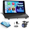 NHOPEEW 4+64G Android Autoradio per Ford Fiesta 2009-2017 con Wireless Carplay e Android Auto - Schermo incell da 9 pollici Supporto WiFi GPS Comandi al volante + Telecamera di retromarcia