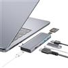 ZanBix USB C Hub, 7-in-2 USB Adattatore per MacBook Pro Air Thunderbolt 4 Dock HDMI 4K, 100W PD, 40Gbps, USB-C 3.0, 2 USB-A 3.0, Lettore Schede SD/TF, Compatibile con MacBook M1/M2/M3/M4 (Gray)
