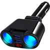 leruiyezs Accendisigari Auto Adattatore USB Doppio 3.1A Rotante 110° Ricarica Veloce Protezione Intelligente Voltmetro LED Compatto Compatibile 12V 24V per Auto Camion SUV Veicoli Elettronica