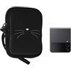 kwmobile Custodia per Smartphone Pieghevole XXS - 3/3,5 - Astuccio Portacellulare a Sacchetto XXS - Protezione in Neoprene con Cerniera - Muso Felino