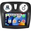 Zomolither Autoradio Android 13 da 2G+64G per Renault Dacia Sandero 2014-2017 Apple Carplay wireless Android Auto schermo da 9 pollici con Bluetooth, GPS, WiFi, RDS/FM, comandi al volante e telecamera posteriore