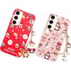 Vauki Natale Custodia per Samsung Galaxy S23 Plus 5G con Cordino [2 Pezzi],Cover Rosso Silicone Morbido con Modello Christmas Renna e Babbo,Regalo Natale Donna,Natalizia Carino Antiurto Case,Cervo