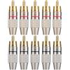Elechood Confezione da 10 connettori RCA maschio a saldare, cavo adattatore audio video dorato per altoparlante piastra da parete Home Theater audio video ricevitori amplificatori e sistemi audio