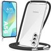 caslord Trasparente Cover con Cordino per Samsung Galaxy A56 | 1,6 m Regolabile | Antiurto | Anti-ingiallimento | Anti-Graffio | Nero