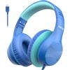 EarFun Cuffie per Bambini con Filo USB-C, Limitatore Volume 85 dB, Suono Hi-Fi Stereo, Archetto Regolabile a 8 Livelli, Cuffie Over-Ear Pieghevoli e Confortevoli per Scuola/Tablet/PC, Blu