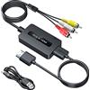 SUNNATCH Convertitore da RCA a HDMI, Maschio Adattatore RCA HDMI, Convertitore da Composito AV a HDInterruttore di Uscita Full HD 720P/1080P