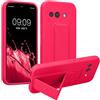 kwmobile 1x Custodia Compatibile con Google Pixel 9a - Cover Supporto Dita - Back Case per Smartphone - Protezione Gommata Rosa Shocking
