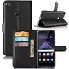 generale compatibile con HUAWEI P8 LITE (2017) PRA-LX1 PRA-LX2; PRA-LX1; PRA-LX3 Custodia COVER STAND FLIP LIBRO GEL protezione silicone tpu magnetica PORTAFOGLIO eco pelle porta carte (Nero)