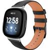TiMOVO Cinturino Compatibile con Fitbit Versa 4/Versa 3/Sense 2/1, Nero | Cinturini di Ricambio in vera pelle Classica di prima scelta per Donna e Uomo