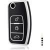 OFF WE GO Cover Chiave Guscio Chiavi per Ford Focus Fiesta Galaxy Kuga C-Max S-Max Mondeo MK4 Custodia Coprichiave Chiave Macchina TPU Copri Chiavi Telecomando Auto Portachiavi, Nero